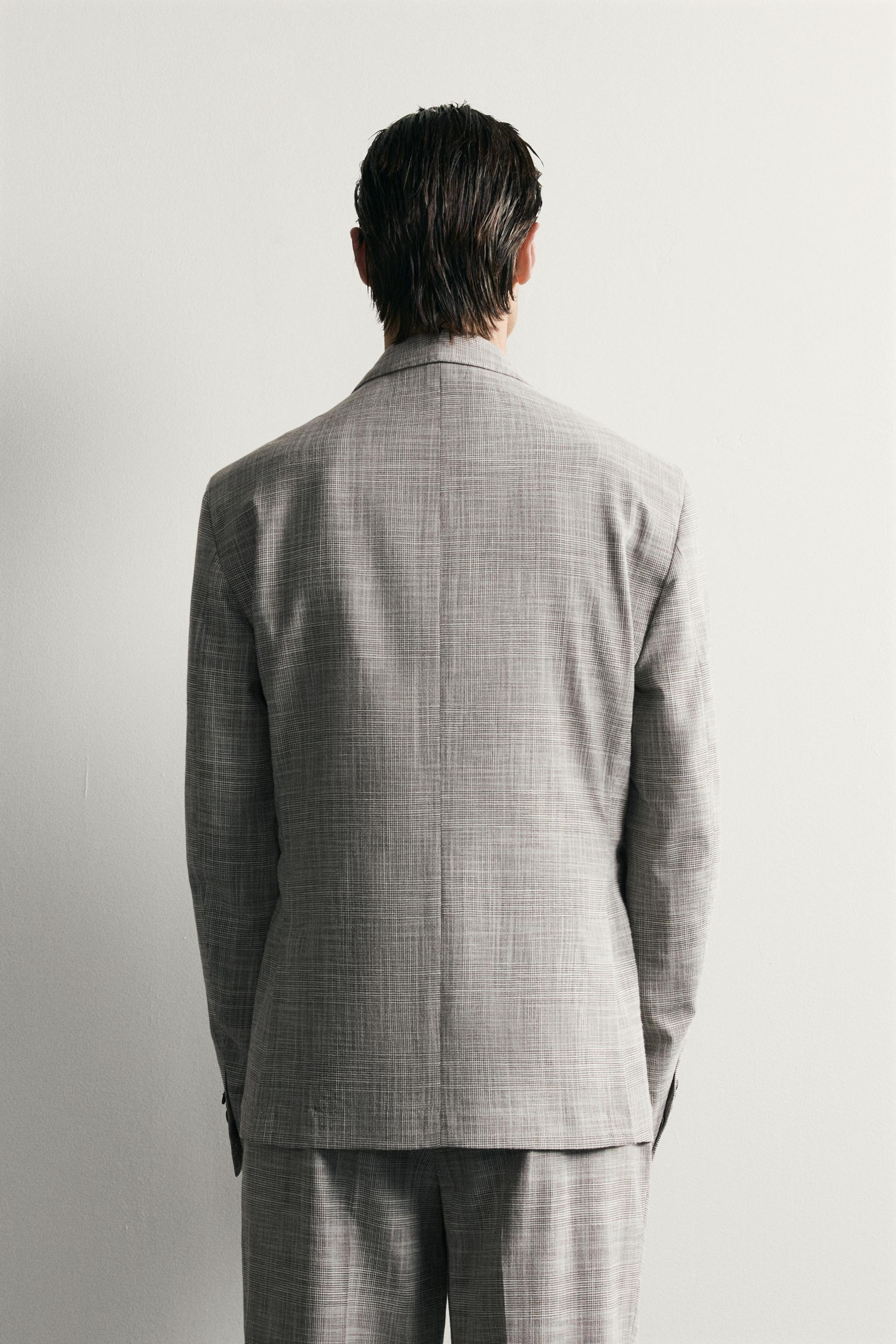 WOOL-BLEND PLAID REGULAR FIT SUIT BLAZER